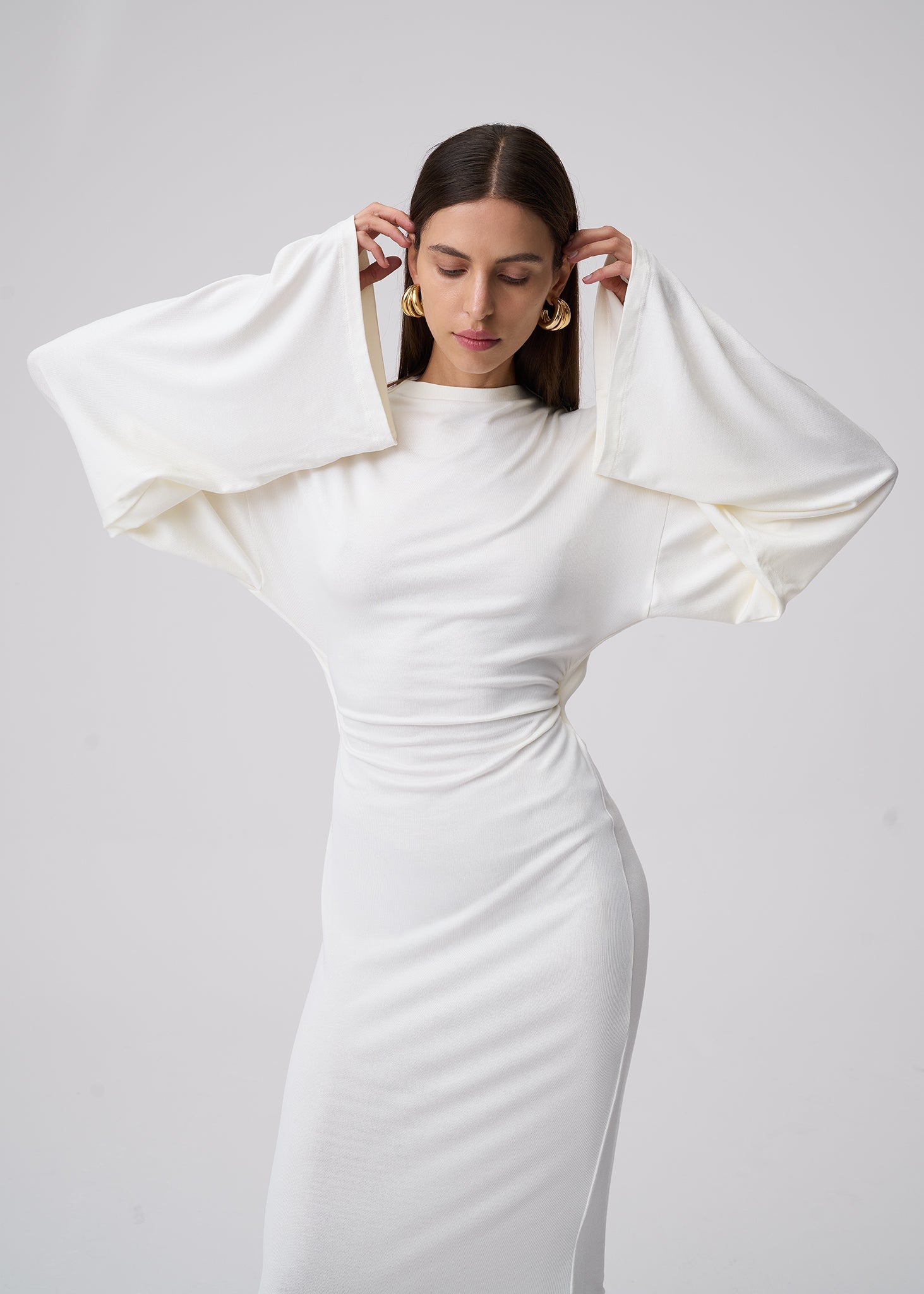  AURI BACKLESS ECRU DRESS